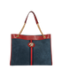 Large Rajah Tote Bag, £750, Handbags, Blue, Suede, Front view